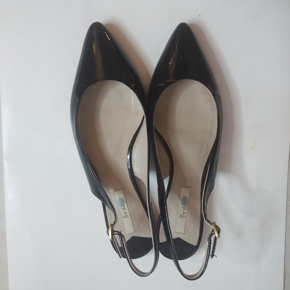 Boden Elegant Black Patent leather Slingback Women's Shoes 41.5